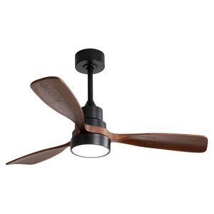 Ventilatore da soffitto in legno massello da 48 pollici a basso profilo con motore silenzioso reversibile, telecomando, luce e 3 pale DC - Product Image 1