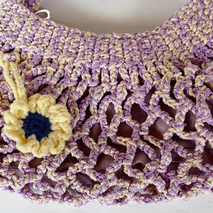 Bolso de Playa de Ganchillo Morado, Estilo Bohemio, con Asa Suave y Parte Superior Abierta, Bolso de Mano para Mujer - Product Image 6