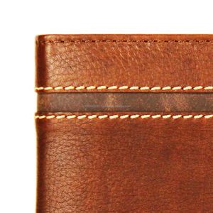 Genuine <b>Leather</b> Bifold <b>Wallet</b> for <b>Men</b> Custom Logo Card Holder Open Design Polyester Direct Factory Wholesale Striped Gift Box - Product Image 6