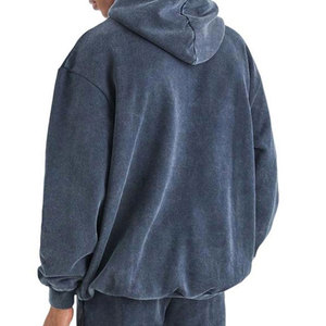 Custom Heavyweight Cotton Hoodie Sweatpants <b>Set</b> Acid Washed Vintage Unisex XL Tracksuits Solid Plus Size Reflective Printed Logo - Product Image 5