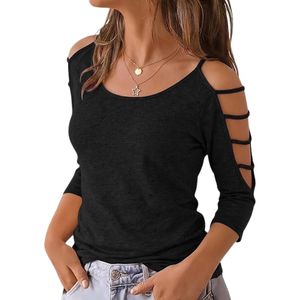 <b>Women's</b> <b>Cold</b> <b>Shoulder</b> <b>Tops</b> 3/4 Sleeve Sexy Going Out T-Shirts <b>for</b> <b>Women</b> Casual Tunic <b>Tops</b> - Product Image 1