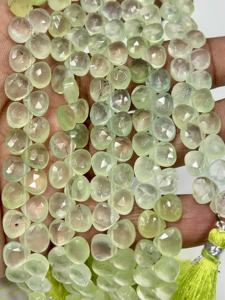 Perles de préhnite verte naturelle facettées en forme de cœur, taille 6-7 mm environ. Fil de 8 pouces - Product Image 4