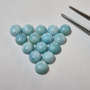 Larimar bleu naturel, taille ronde, poli, 7 mm, cabochon, pierre précieuse en vrac |   Fournitures de fabrication de bijoux personnalisables |   Fournisseur en gros - Product Image 2