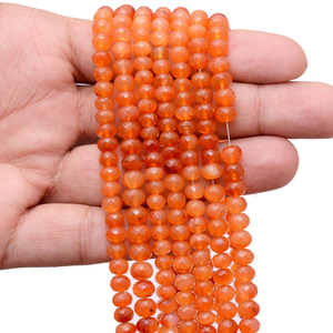 ลูกปัดคาร์เนเลียนทรงรอนเดลเหลี่ยมเพชรพลอยขนาด 6 มม.-7 มม. สีส้มธรรมชาติหลากหลาย ลูกปัดพลอยกึ่งมีค่าสำหรับทำเครื่องประดับ - Product Image 4