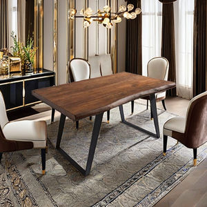 Ensemble table et chaises de salle à manger rectangulaire moderne de style industriel en bois massif fait main, écologique, 6 places, assemblé en atelier - Product Image 3