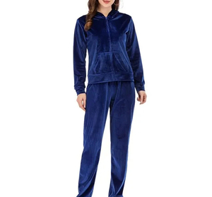 Survêtement personnalisé en velours, très populaire, grande taille, pour femme, avec sweat à capuche zippé en coton et pantalon de jogging, ensemble 2 pièces en velours pour femme - Product Image 3