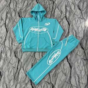 100% algodón liso polar sudadera de gran tamaño sudor y Jogging Deporte Pantalones de chándal traje Unisex chándal para la venta - Product Image 3