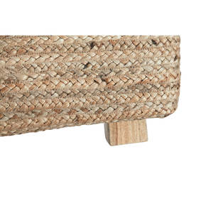 Juego de mesa de centro y mesa auxiliar de madera maciza y yute de diseño bohemio, colección de herramientas de torneado artesanales - Product Image 2