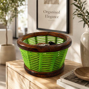 Handcrafted Indian Rosewood Rope <b>Basket</b> | Premium Eco Friendly Fruit Bowl Organizer | Rustic Home Kitchen <b>Storage</b> Decor Giftware - Product Image 4