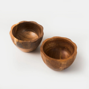 Bol de service artisanal en bois d'acacia naturel, écologique, grand saladier en bois pour fruits, décoration de cuisine, vaisselle - Product Image 5