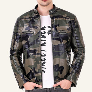 High Quality Street Wear Zipper Style <b>Men</b> Leather <b>Jacket</b> Breathable Stand Collar Full Sleeve Leather <b>Jacket</b> - Product Image 1
