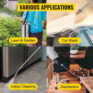 Pulvérisateur manuel en acier inoxydable de 2 gallons avec manomètre, poignée de lance de 20 pouces et tuyau renforcé de 3 pieds – Ensemble de pulvérisateurs - Product Image 2