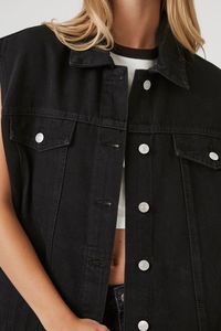 Retro 90s Aesthetic <b>Denim</b> Vest | Gender-Neutral Oversized <b>Sleeveless</b> <b>Jacket</b> | Acid Wash Sustainable <b>Denim</b> Gilet - Product Image 4
