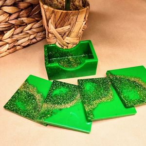 Premium Resin Coasters with Marble Design Heat Resistant Cup <b>Mats</b> for Home <b>Bar</b> and Restaurant - Product Image 5