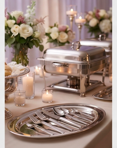 Ensemble de couverts en argent au design élégant, en acier inoxydable, accessoires de cuisine haut de gamme, vaisselle élégante - Product Image 3