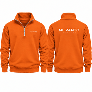 Sudadera con Cierre de Cremallera de 1/4, Unisex, Color Naranja, 100% Algodón, Sudadera de Felpa Premium para Hombre y Mujer, Ropa de Calle para Invierno - Product Image 1
