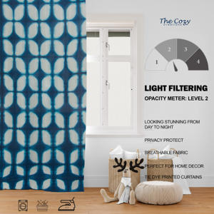 ผ้าม่านพิมพ์ลายมัดย้อมทำมือ ผ้าฝ้ายสไตล์โบโฮ สำหรับตกแต่งบ้าน สำนักงาน รีสอร์ท ขายส่งจากผู้ผลิตในอินเดีย - Product Image 6