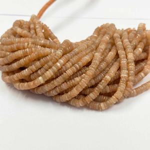 Cuentas de neumáticos Heishi lisas de piedra lunar de melocotón Natural de 5mm y 6mm, precio al por mayor, collar de cuentas de piedra semipreciosa, joyería de moda - Product Image 1