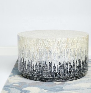 Mesa de Centro Decorativa Redonda Moderna de Primera Calidad con Mosaico de Concha de Nácar, Mueble de Lujo Hecho a Mano para Sala de Estar, Fabricado en Hanói - Product Image 2