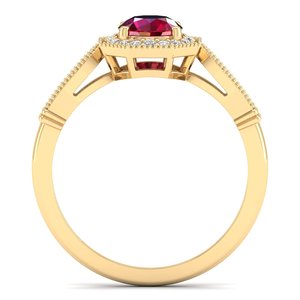 Bague Halo en argent sterling 925 de qualité supérieure REYES avec pierre précieuse rubis taille ronde 0,84 ct pour femmes, bijoux en moissanite certifiés GRA - Product Image 4