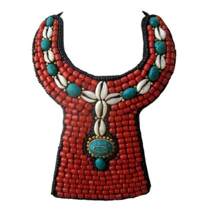 ARTESANÍA DE CRISTAL ¡EN STOCK! Collar de Coral Hecho a Mano, Gargantilla Africana con Cuentas de Madera, Estilo Exagerado y Personalizado - Product Image 1