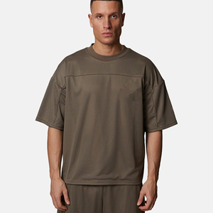 Camiseta de Manga Corta para Hombre, Talla Grande, Tejido de Malla Transpirable, Color Sólido, Cuello Redondo, Estilo Casual - Product Image 1