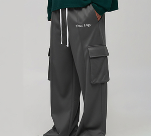 High Quality Woolen Midweight Vintage Style Drawstring Closure Acid Wash Streetwear Side <b>Cargo</b> Pockets Joggers Pants Trousers - Product Image 1