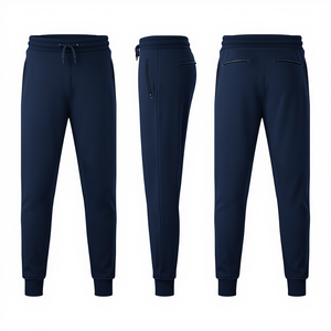 New Arrival Premium Unisex <b>Navy</b> Blue French Terry <b>Jogger</b> Pants Heavy Cotton Relaxed Fit Fashion Bottoms - Product Image 2