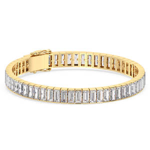 REYES Pulseras de tenis de lujo brillantes con moissanita de 6x3mm y cierre de caja para mujer, chapadas en oro blanco de 18K, joyería de plata de ley 925 - Product Image 6