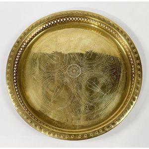 Polished Brass Mandi Thal Vintage <b>Decorative</b> <b>Plate</b> For Indian Wedding Ceremonies And Temple Ritual Usage - Product Image 5