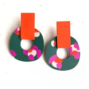 Bijoux de créateurs minimalistes nouvellement modernes-Boucles d'oreilles ovales rétro Beaux bijoux en résine en gros - Product Image 2