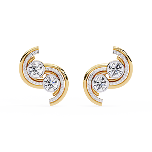 Pendientes de Diamantes Cultivados en Laboratorio con Corte Redondo de Diseño Único, Oro de 14K, Certificados por IGI, para Regalo, Fiesta y Aniversario - Product Image 2