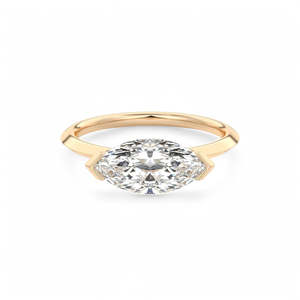 Bague de fiançailles minimaliste en diamant naturel taille marquise, solitaire, monture à griffes en or 14 carats, plaqué rhodium, certifiée IGI - Product Image 3