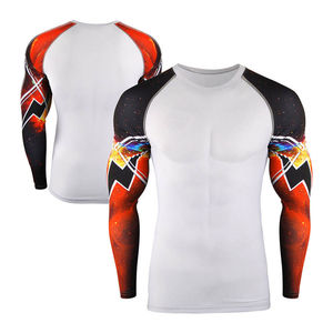 Logo personnalisable, couleur personnalisée, respirant, nouvelle arrivée, impression par transfert thermique personnalisée, rashguard à manches longues, polyester 200g - Product Image 3
