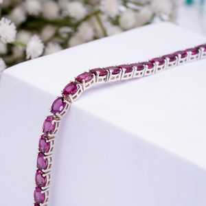 Natural Rhodolite Garnet <b>Bangle</b> 925 Sterling <b>Silver</b> Vintage Luxury Women's IGI Certified Tennis Jewelry Gift - Product Image 4