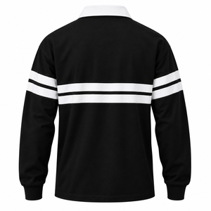 <b>Men's</b> <b>Long</b> <b>Sleeve</b> Polo <b>Shirt</b> Color Blocked Striped Rugby Top With <b>White</b> Collar - Product Image 2