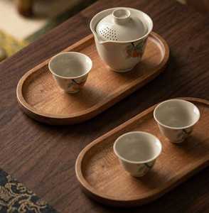 Plateau de service ovale en bois massif, design luxueux, écologique, poli, pour la décoration de la maison et les fêtes - Product Image 2