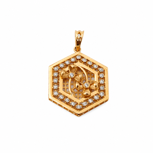 Ensemble de boucles d'oreilles pendantes classiques en or rose 18 carats avec diamants pour femme, design floral hexagonal poli, cadeau de mariage ou de fête, bijoux - Product Image 3
