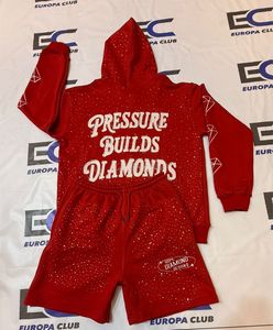 Custom Embroidery Logo on Front Men Rhinestone Shorts Set <b>Distressed</b> Embroidery on Back Streetwear 2 Piece Shorts Set - Product Image 6