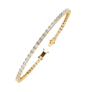 Pulsera de tenis de moissanita chapada en oro de 18 quilates para mujer, con corte baguette y engaste de canal, joyería para uso diario - Product Image 1