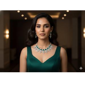 Ensemble de colliers pour femmes en laiton de qualité supérieure, style choker, avec bijoux fantaisie pour les fêtes, les réceptions et un usage moderne. - Product Image 1