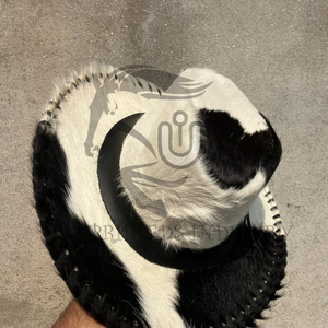 2026 New Cowhide Leather Cowboy <b>Hat</b> Handmade <b>Western</b> Style Hair-on-Hide - Product Image 2