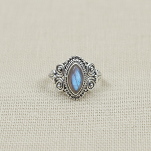 Natural Blue Flash <b>Labradorite</b> 925 Sterling Silver Rose & Yellow Gold Plated Vintage Boho <b>Ring</b> Handmade Jewelry Gift for Women - Product Image 2