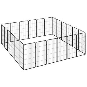 Playpen per cani nero a 24 pannelli 19.7 \ "x39.4 \" acciaio verniciato a polvere - Product Image 3