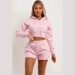 Custom Embroidered Polyester+spandex Casual Summer <b>2</b> <b>Piece</b> Women's <b>Set</b> Short Sleeve Top Short Pants Eco-Friendly Knitted Fabric - Product Image 4