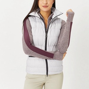 Chaleco Acolchado Ligero para Mujer, Sin Mangas, Cintura Alta, Color Sólido, Cierre de Cremallera, Gris - Product Image 4
