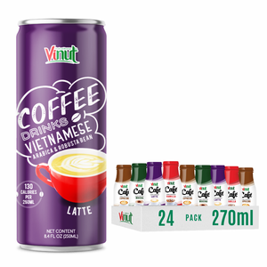 VINUT Vietnam Latte Coffee Drink 250ml Premium Arabica Robusta Sin OGM Sin lácteos Sin gluten Etiqueta privada Muestra gratis OEM/OD - Product Image 1