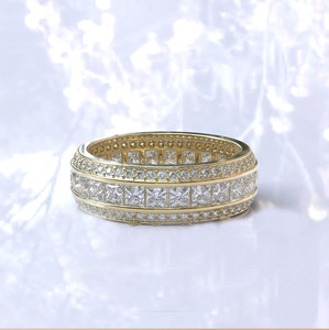 แหวนเพชรโมอิสซาไนต์ทรงปรินเซสคัท แบบ Eternity Band ตัวเรือนชุบทองคำขาว 18K ดีไซน์หรูหรา รูปทรงเรขาคณิต เหมาะสำหรับเป็นของขวัญสำหรับงานแต่งงาน ใช้ได้ทั้งผู้หญิงและผู้ชาย - Product Image 2