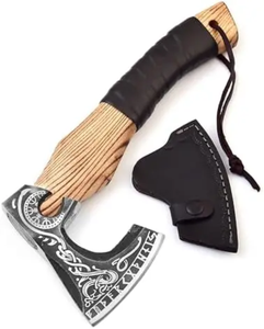 Hacha Tomahawk Hecha a Mano de Grado Industrial con Mango de Madera, Hoja de Acero con Alto Contenido de Carbono, Hacha de Supervivencia, Herramienta para Cortar al Aire Libre, Funda de Cuero - Product Image 1