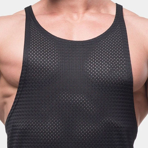 New Arrival Professional Gym <b>Singlet</b> Tank Top <b>for</b> <b>Men</b> Sleeveless Solid Color Slim Fit Knitted Breathable Mesh - Product Image 6